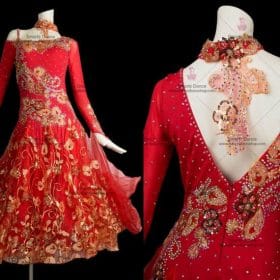 Ballroom Dance Costumes For Competition,Ballroom Dance Dresses Red BD-SG2875