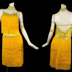 Womens Latin Dress,Custom Made Latin Dress Yellow LD-SG1804