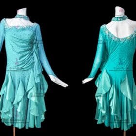 Latin Dance Costumes,Custom Made Latin Dress Blue LD-SG1806