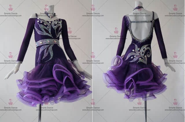 Latin Dance Customes,Waltz Dance Dresses Purple LD-SG1816