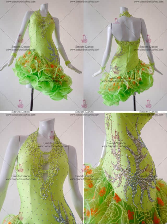 Tailor Made Latin Dress,Custom Made Latin Dress Green LD-SG1820