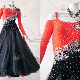 Affordable Black and Red Juvenile Ballroom Dance Dress Wear BD-SG3513