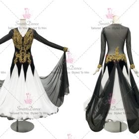 Affordable Black and White Girls Ballroom Dance Dress Clothes BD-SG3486