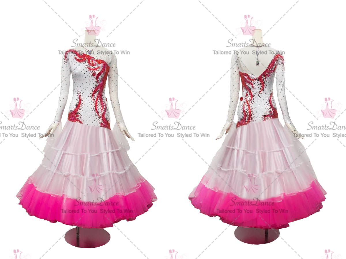 Affordable Pink and White Girls Ballroom Dance Dress Outfits BD-SG3474