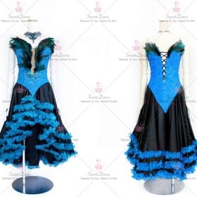 Black And Blue Sequin Latin Dance Dress Jive Dancing Wear LD-SG1990
