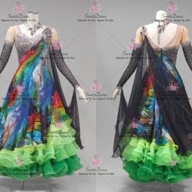 Black And Green Dancing Queen Dress Dance Dresses Ballroom Smooth Outfits BD-SG4355