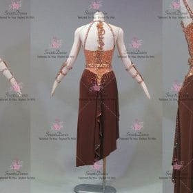 Black And Orange Chiffon Contemporary Latin Dance Wear Merengue Clothing LD-SG2314