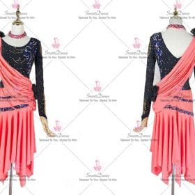 Black And Pink Flower Fashion Latin Dance Outfits Jive Clothes LD-SG2352