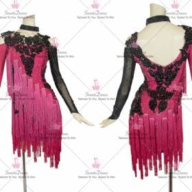 Black And Pink Flower Lyrical Latin Dance Outfits Swing Outfits LD-SG2347