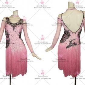 Black And Pink Lace Contemporary Latin Dance Clothes Mambo Costumes LD-SG2350