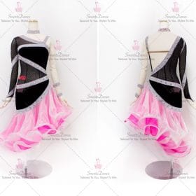 Black And Pink Sequin Latin Dance Dress Rumba Dancing Gowns LD-SG2015