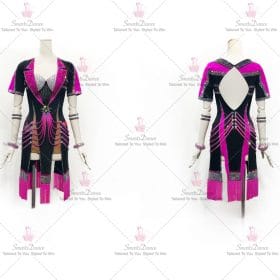 Black And Purple Feather Latin Dance Dress Rumba Dancer Gowns LD-SG1972