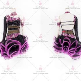 Black And Purple Sequin Latin Dance Dress Mambo Dancing Clothing LD-SG2030