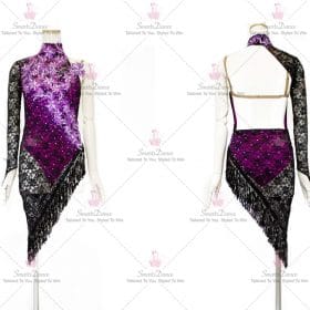 Black And Purple Velvet Latin Dance Dress Chacha Dance Costumes LD-SG1989