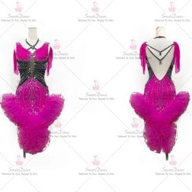 Black And Purple Velvet Latin Dance Dress Mambo Dance Clothing LD-SG1973