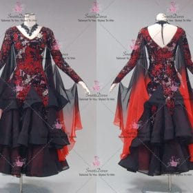 Black And Red Ballroom Dance Dress Rhinestone Dance Costumes Ballroom Competition Gowns BD-SG4321