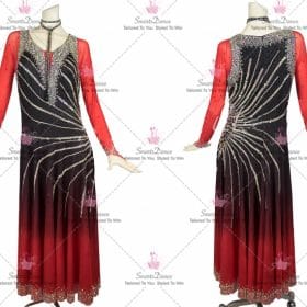 Black And Red Chiffon Modern Latin Dance Wear Bolero Skirt LD-SG2339