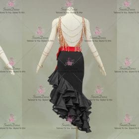 Black And Red Flower Professional Latin Dance Outfits Bachata Outfits LD-SG2312