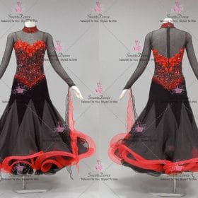 Black And Red Plus Size Ballroom Competition Dance Costumes For Competition BD-SG4273