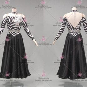Black And White Chiffon Elegant Latin Dance Wear Mambo Costumes LD-SG2294