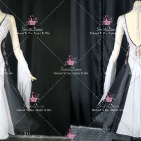Black And White Chiffon Swarovski Competition Dance Costume Praise Dance Dresses BD-SG4407