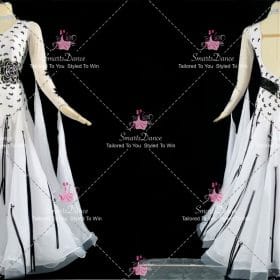 Black And White Flower Crystal Custom Dance Costume Dresses Dance BD-SG4405