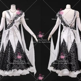 Black And White Flower Swarovski Competitive Dance Costumes Prom Dance Dresses BD-SG4440