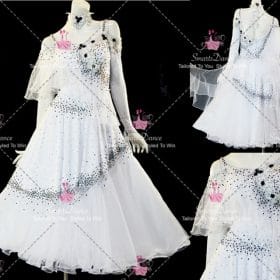 Black And White Satin Crystal Dance Dresses For Women Christmas Dance Dresses BD-SG4396