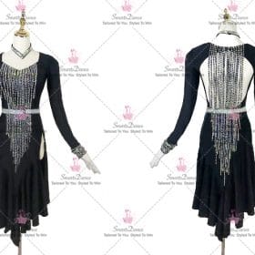 Black And White Satin Design Latin Dance Costumes Bolero Skirt LD-SG2353