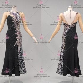 Black And White Satin Design Latin Dance Costumes Rumba Clothing LD-SG2293