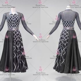 Black And White Satin Modern Latin Dance Costumes Salsa Clothes LD-SG2303