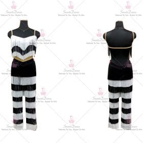 Black And White Sequin Latin Dance Dress Swing Dancing Skirt LD-SG1985