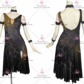 Black And Yellow Applique Design Latin Dance Dresses Flamenco Gowns LD-SG2341