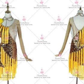 Black And Yellow Applique Modern Latin Dance Dresses Chacha Wear LD-SG2351