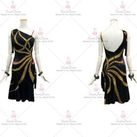 Black And Yellow Beads Latin Dance Dress Samba Dancesport Outfits LD-SG1986