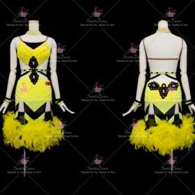 Black And Yellow Feather Latin Dance Dress Paso Doble Dancer Clothing LD-SG2023