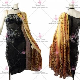 Black And Yellow Lace Lyrical Latin Dance Clothes Rumba Clothing LD-SG2335