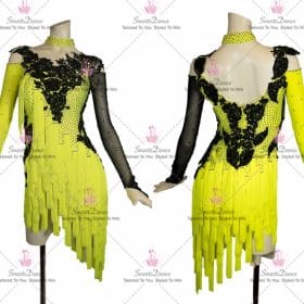 Black And Yellow Satin Harmony Latin Dance Costumes Paso Doble Costumes LD-SG2343