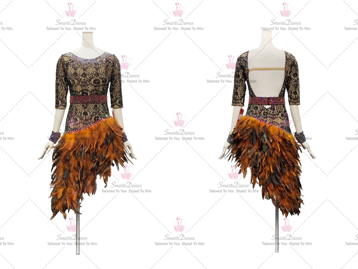 Black Beads Latin Dance Dress Salsa Dancesport Wear LD-SG2011