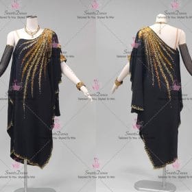 Black Chiffon Lyrical Latin Dance Wear Flamenco Gowns LD-SG2299