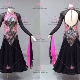 Black Flower Crystal Ballroom Dance Dresses Prom Dance Dress BD-SG4390