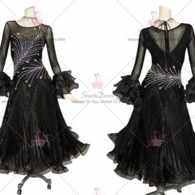 Black Juvenile Dancer Ballroom Smooth Costumes Swarovski Lace BD-SG3839
