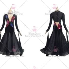 Black Juvenile Swarovski Applique Ballroom Costumes Swing BD-SG3785