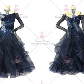 Black Ladies Dancesport Ballroom Competition Gowns Crystal Satin BD-SG3837