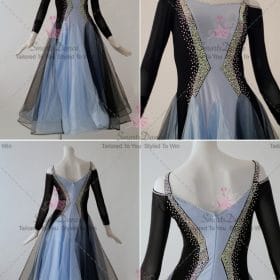 Black and Blue Juvenile Swarovski Lace Ballroom Costumes Swing BD-SG3749