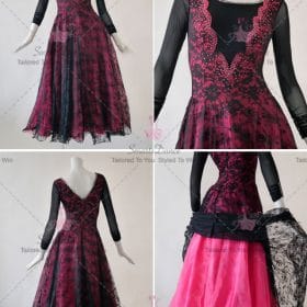 Black and Pink Juvenile Swarovski Lace Ballroom Costumes Swing BD-SG3719