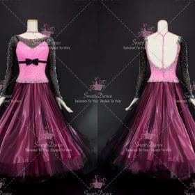 Black and Pink Ladies Flower Ballroom Dress Dance Costumes BD-SG3358