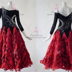 Black and Red Ballroom Standard Dress Performance Dance Skirt BD-SG3650