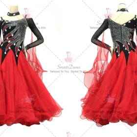 Black and Red Girls Dancesport Ballroom Standard Skirt Swarovski Satin BD-SG3842