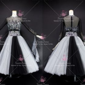 Black and White Girls Applique Ballroom Dress Dance Clothing BD-SG3357